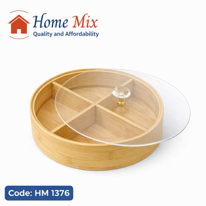 ChatGPT Image Feb 14, 2026, 11_02_05 PM طبق تسالي خشب بامبو بغطاء أكريليك – مزود بمقبض كريستال - الصورة 1