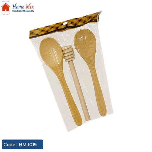 HM 1019 باكت ملاعق خشب (3 قطع) للتوابل والعسل - الصورة 1