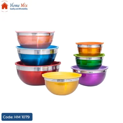 طقم عجان استانلس ألوان – 5 قطع 🥣