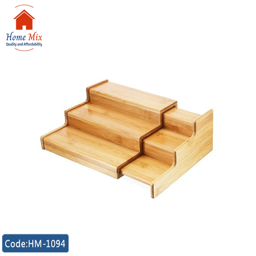 HM-1094 سلم توابل خشب بامبو – منظم بهارات قابل للتوسيع - الصورة 1