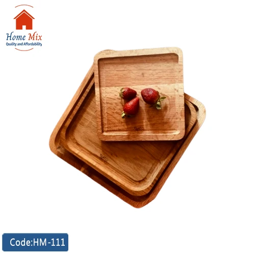 HM-111 طبق أورديفر خشب أرو مربع – 20×20 سم - الصورة 1
