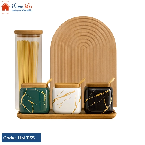 HM 1135 🍃 طقم توابل بورسلين ماربل – 3 قطع - الصورة 1