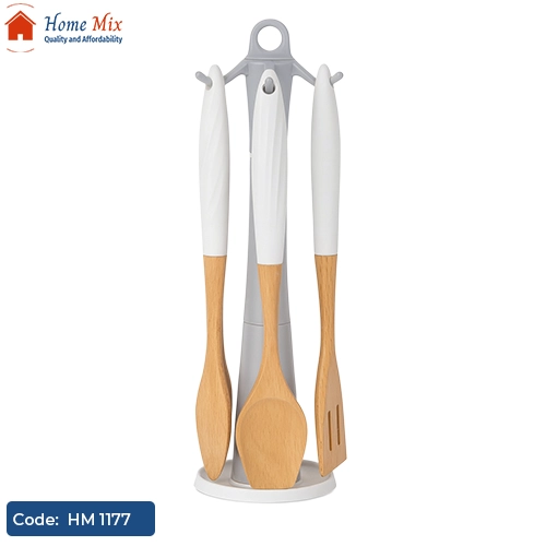 HM 1177 طقم توزيع مطبخ Tessie & Jessie – 5 قطع بيد سيليكون مع حامل - الصورة 1