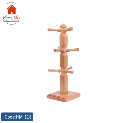 HM-118 استاند مجات خشب زان كلاسيك – حامل فناجين قهوة أنيق - الصورة 1