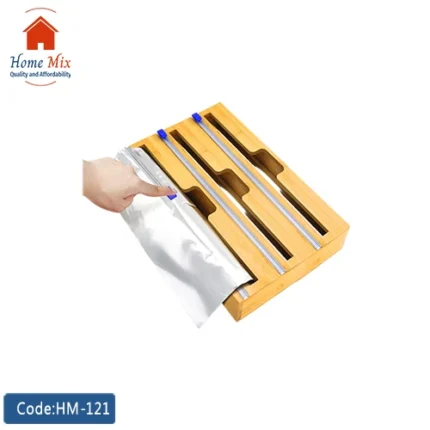 حامل فويل ثلاثي خشب بامبو – منظم بكر المطبخ الأنيق