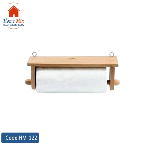 HM-122 حامل مناديل مطبخ جداري مع رف خشبي – تصميم عملي وأنيق - الصورة 1