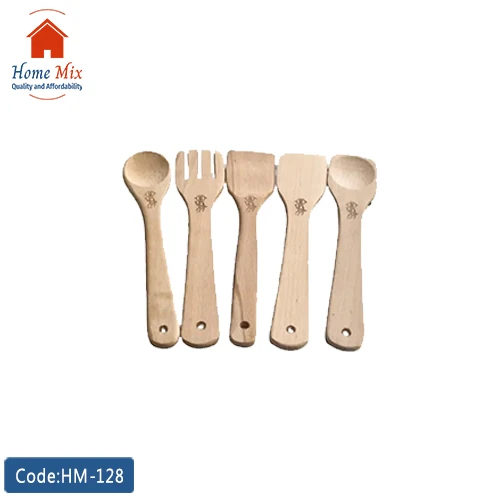 HM-128 طقم أدوات طهي خشب زان – 5 قطع - الصورة 1