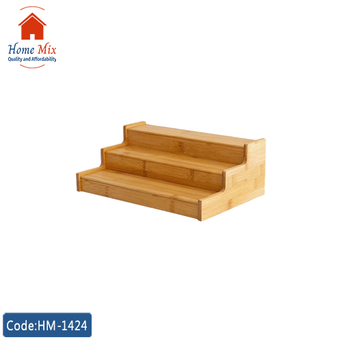 HM-1424 سلم ومنظم برطمانات التوابل خشب بامبو - الصورة 1