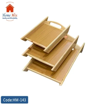 طقم صواني خشب 3 قطع – خشب موسكي بقشرة أرو مقاوم للمياه