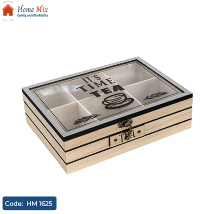 علبة باكت الشاي – خشب بامبو بغطاء زجاج
