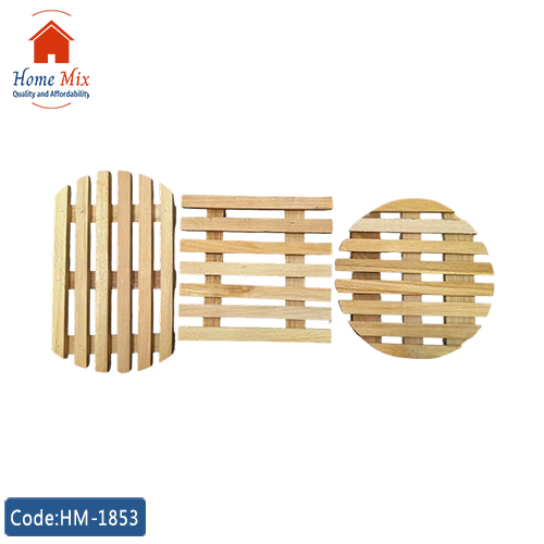 HM-1853 طقم كوستر خشب زان – قواعد عزل حراري متعددة الاستخدامات (3 قطع) - الصورة 1