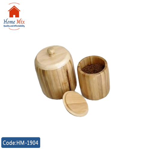 HM-1904 برطمان تخزين خشب بامبو بغطاء محكم – 1000 مل - الصورة 1