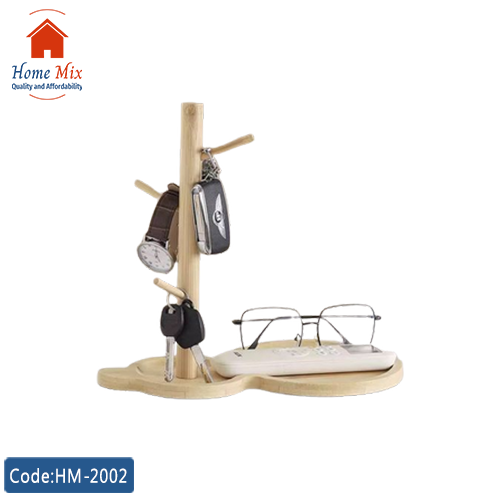 HM-2002 حامل خشب متعدد الاستخدامات – منظم للمفاتيح والإكسسوارات - الصورة 1