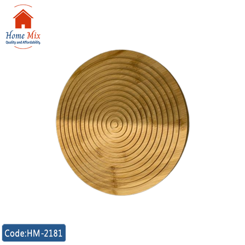 HM-2181 تراي مدور خشب بامبو – صينية تقديم وديكور متعددة الاستخدامات - الصورة 1