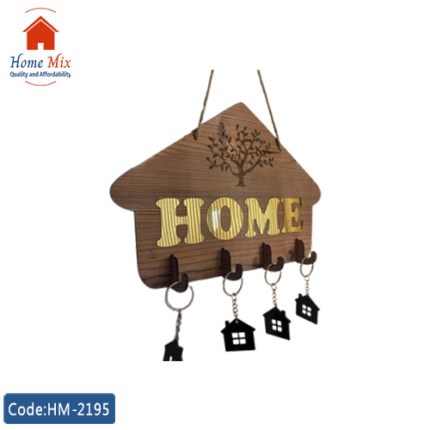 برواز باب شقة خشب HOME – مع علاق مفاتيح وميداليات