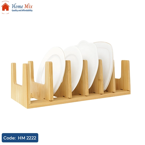 HM 2222 مطبقية ومنظم أطباق خشب بامبو – 6 خانات - الصورة 1