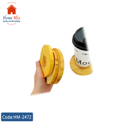 طقم كوستر خشب مدور – 4 قطع بتجزيعات طبيعية