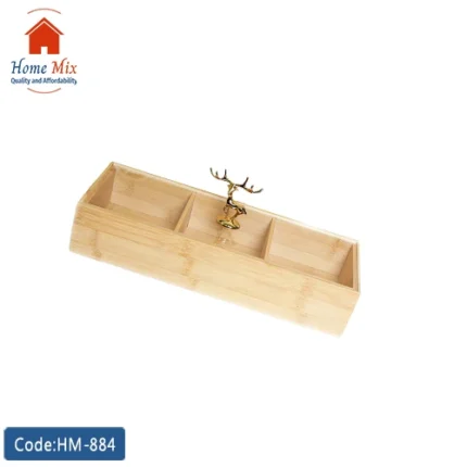 بوكس خشب 3 خانات بغطاء أكريلك بمقبض غزالة