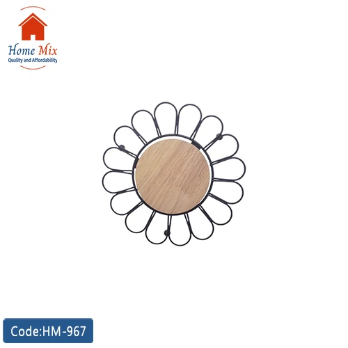 HM-967 كوستر معدن × خشب دائري ديكوري - الصورة 1