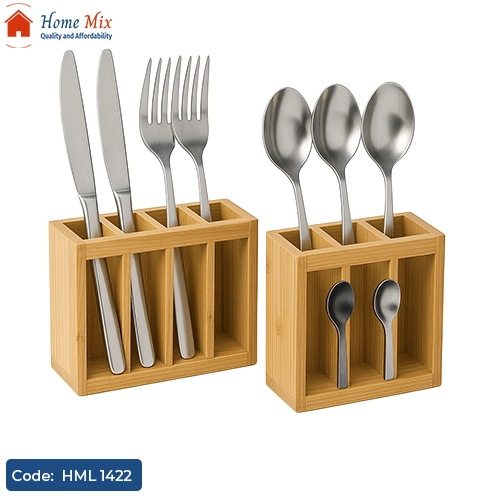 HML 1422 صفاية معالق خشب بامبو × أكريلك – 3 خانات - الصورة 1