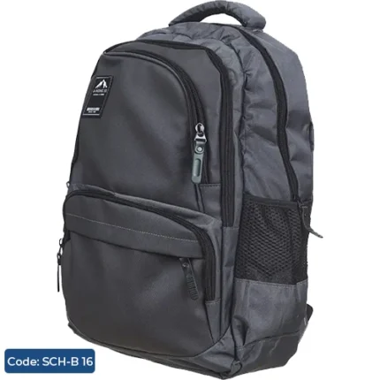 شنطة مدرسية جلد للأولاد، 5 سوستة - رمادي داكن