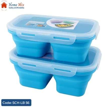 لانش بوكس سيليكون عملي وقابل للطى – تقسيمتين + غطاء محكم ✅