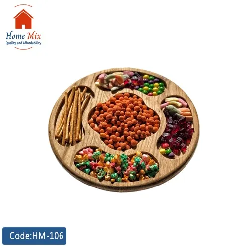 imgi_2_HM-106 طبق تقديم أورديفر خشب أرو دائري – 6 خانات حفر - الصورة 1