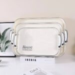 ⁦طقم صواني تقديم ميلامين مطعمة بالسيلفر – 3 قطع House⁩ - الصورة ⁦2⁩