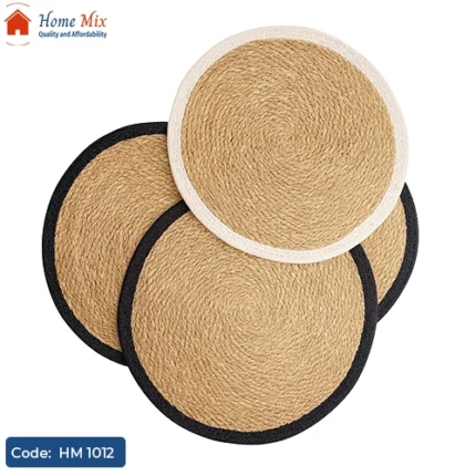 كوستر خوص بكنار مقاس 38 سم – تصميم طبيعي أنيق لحماية الأسطح