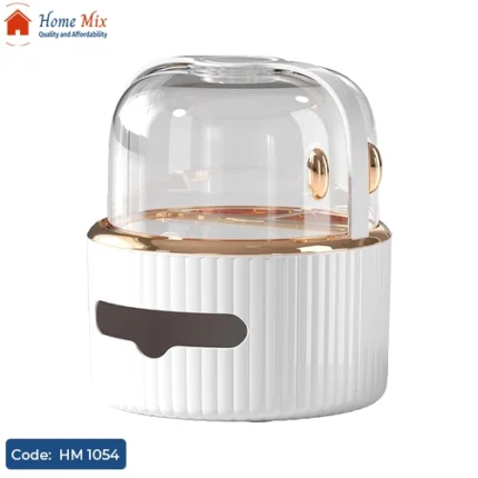 منظم ميك أب أكريليك بعلبة مناديل – متعدد الاستخدامات للإكسسوارات والريموت والموبايل (24×21 سم)