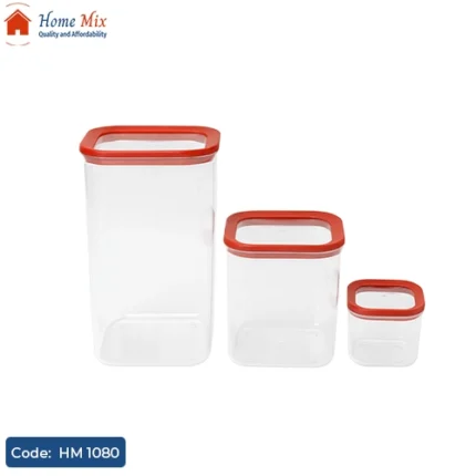 طقم علب بقوليات أكريلك بيور 3 قطع – بغطاء مُحكم الغلق مانع للانسكاب