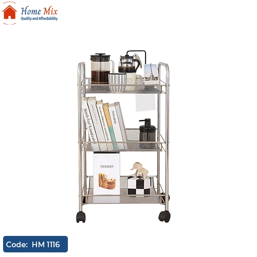 HM 1116 تربو منظم أكريلك شفاف × معدن ضد الصدأ – 4 دور لتنظيم المطبخ أو الحمام - الصورة 1