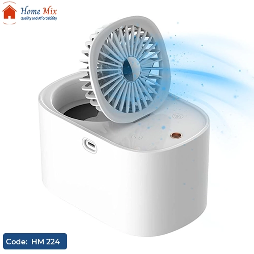 HM 224 تكييف صحراوي محمول – شحن USB – إضاءة LED – فواحة مع خزان ماء 600 مل - الصورة 1