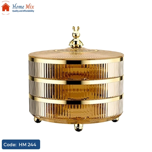 HM 244 طبق تسالي أكريليك بدورين – تصميم فاخر بيد جولد أنيقة - الصورة 1