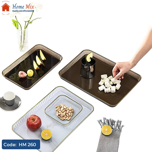 HM 260 طقم صواني تقديم أكريليك – 2 قطعة بخامة قوية مقاومة للكسر - الصورة 1