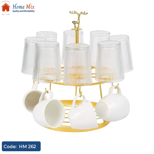 HM 262 حامل أكواب جولد دوّار بتصميم الغزالة – خامة معدن ضد الصدأ - الصورة 1