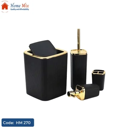 طقم حمام مستورد 6 قطع مربع بإطار جولد أنيق