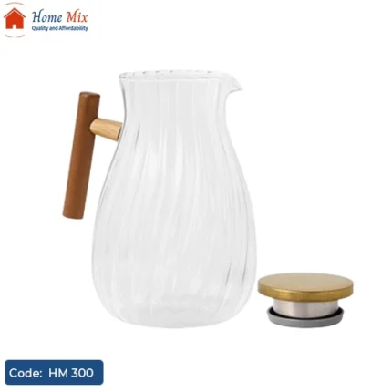 دورق بايركس حراري بيد خشب وغطاء معدني – سعة 1.8 لتر