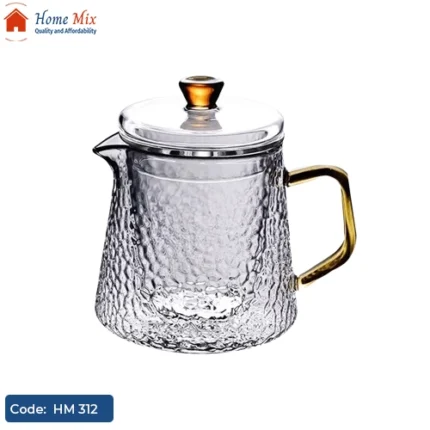 إبريق زجاج منقرش أنيق بغطاء محكم ومصفاة استانلس – سعة 350 مللي