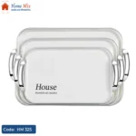 طقم صواني تقديم ميلامين مطعمة بالسيلفر – 3 قطع House