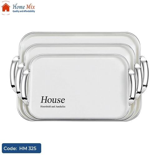 HM 325 طقم صواني تقديم ميلامين مطعمة بالسيلفر – 3 قطع House - الصورة 1