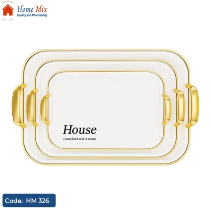 طقم صواني تقديم ميلامين مطعمة بالجولد – 3 قطع House