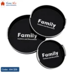 طقم صواني تقديم ميلامين أسود مطعمة بالسيلفر – 3 قطع House