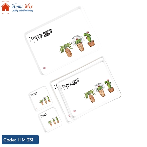 HM 331 طقم صواني تقديم ميلامين برسومات عصرية – 5 قطع - الصورة 1