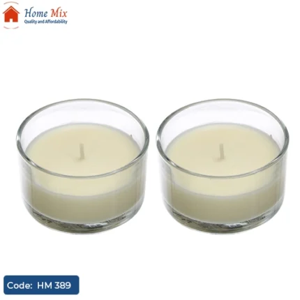 طقم شموع فواحة في قوالب زجاج مدوّرة – شمع فواح مستورد