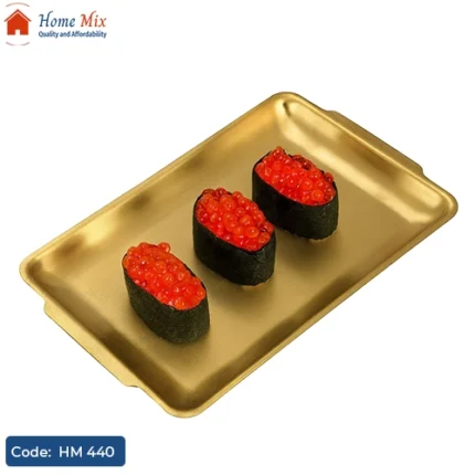 سرفيس استانلس مدهب مستطيل – فولاذ مقاوم للصدأ بحجم 14×22 سم