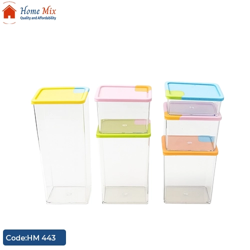 HM 443 علب ثلاجة أكريليك محكمة الغلق – طقم 6 قطع متعددة الأحجام - الصورة 1