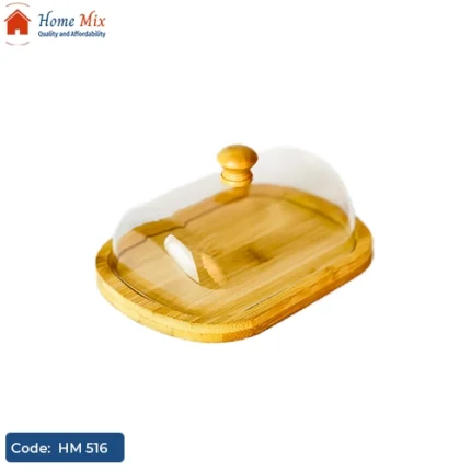 حافظة زبدة أكريليك بغطاء بامبو – تصميم مستطيل