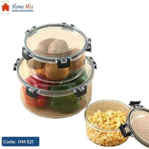 HM 521 طقم علب ثلاجة مدور أكريليك ضد الكسر – 3 قطع - الصورة 1