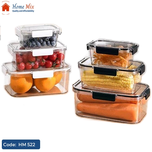 HM 522 طقم علب ثلاجة مربع 3×1 أكريليك ضد الكسر - الصورة 1